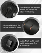 2 Pcs Car Hooks for Headrest, Adjustable Vehicle Seat Back Car Organizers and Storage Accessories, Universal Fit Double Metal Leather Purse Holder for Car(Black)