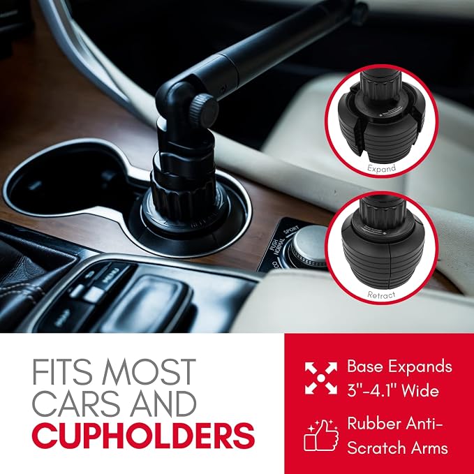 Cup Holder Tray for Car - Adjustable Car Tray Table - Perfect Car Food Tray for Eating with Phone Slot and Swivel Arm - Car Organizer