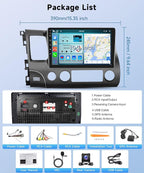 8Core 4+64G Car Stereo for Honda Civic 2006-2011 Wireless Carplay Android Auto,10.1 inch 1280 * 720P IPS Touch Screen Radio,Android15/GPS/5G WiFi/32EQ DSP/59UI/Bluetooth5.0/SWC/Backup Camera&Mic