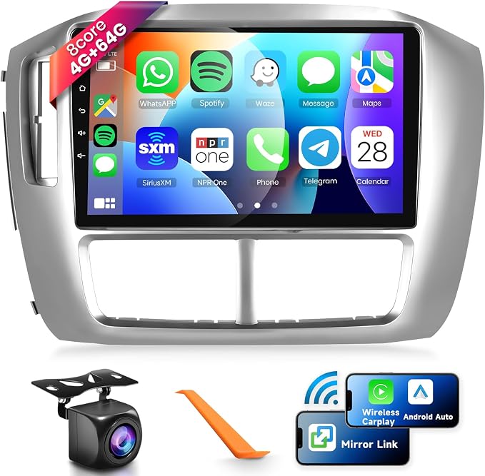 8 CORE 4G+64G Car Radio Stereo for Honda Pilot 2006 2007 2008 with Wireless CarPlay Android Auto, 9 Inch 1280 * 720P IPS Touch Screen 32-Band DSP Android 13 GPS WiFi Bluetooth Backup Camera
