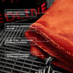 BLAZON Redline XL Car Drying Towel - Ultra Premium 1300 GSM Microfiber Drying Towel - Max Absorption, Streak-Free Finish, Super Soft Twisted Loop Design - Dries Full Vehicle - Extra Large 2 x 3 ft