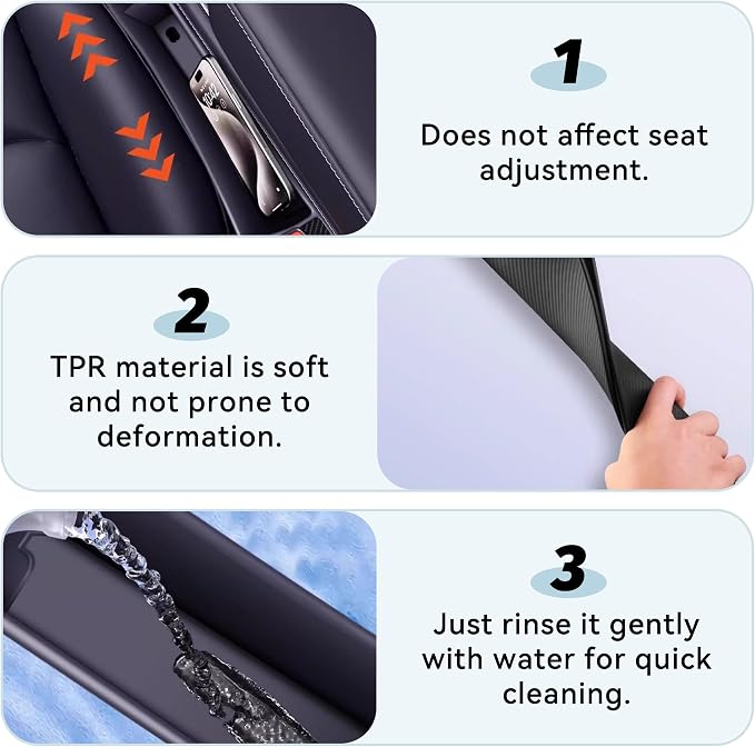 2PCS Car Seat Gap Filler, Anti-Drop Vehicle Console Crevice Blocker with 2 Storage Areas, Seat Side Seam Organizer Plug from Droping, Universal Automotive Interior Accessories(Red)