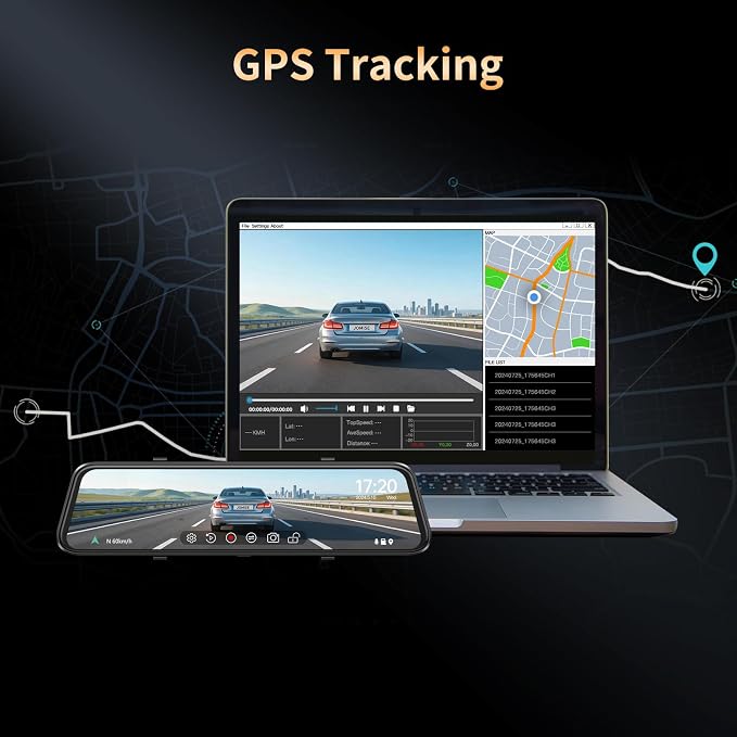 2.5K Mirror Dash Cam with Carplay Mirror & Android Auto, Dash Cam Front and Rear with Zoom Function,12 inches Rear View Mirror Camera with Voice Control/BT Call/64GB Card Included- K17 Pro