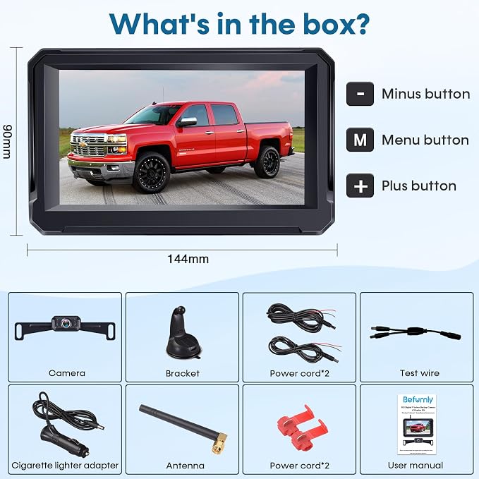 Wireless Backup Camera for Trucks: 5 Inch 1080P HD Display, Backup Camera for Car,Truck, IP69K Waterproof, Night Vision, Dual-Camera Support, DIY Installation, Customizable Parking Lines H21