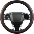 Microfiber Leather Car Steering Wheel Cover for Honda Accord Civic CR-V HR-V Pilot Fit Passport Odyssey,Sport Style,14.5-15 inch (Black+Red Line-Standrad Size)