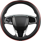 Microfiber Leather Car Steering Wheel Cover for Honda Accord Civic CR-V HR-V Pilot Fit Passport Odyssey,Sport Style,14.5-15 inch (Black+Red Line-Standrad Size)