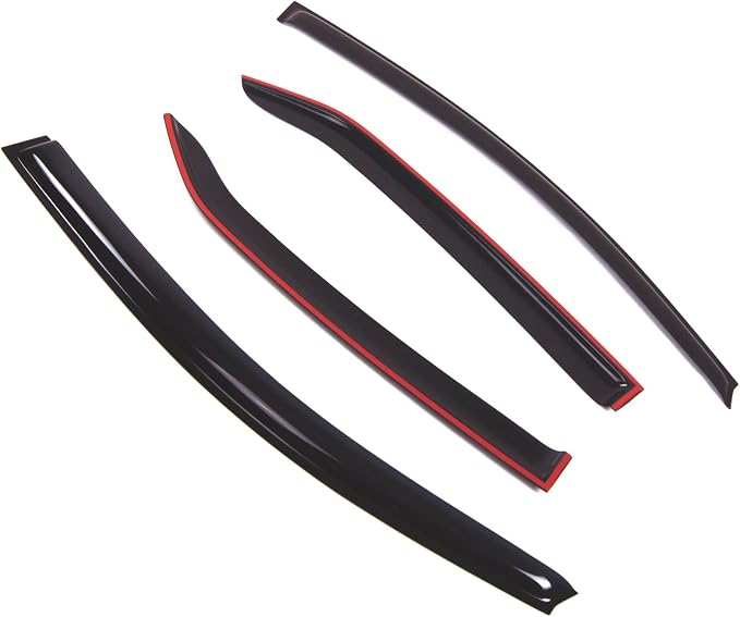 Outside Mount Window Vent Visors Rain Guards Compatible with Toyota Yaris Sedan 2007-2012 | Side Window Wind Deflectors Rain Shields | Black Tinted, 4 Pcs Set, BGWV-466RM