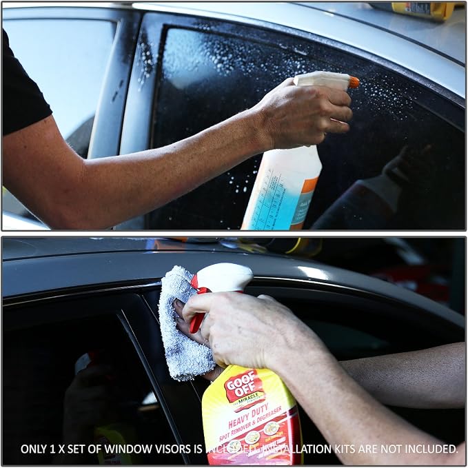 Rain Guards Tape-On Compatible with 2004-2006 Tundra Crew Cab 4pcs Window Visor Deflector