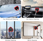 7pcs Windshield Cleaner Tool Car Window Cleaning Wash Kit with 4 Reusable Microfiber Pads 1 Spray Bottle and Extendable Handle Auto Glass Wiper Kit, Multicolor