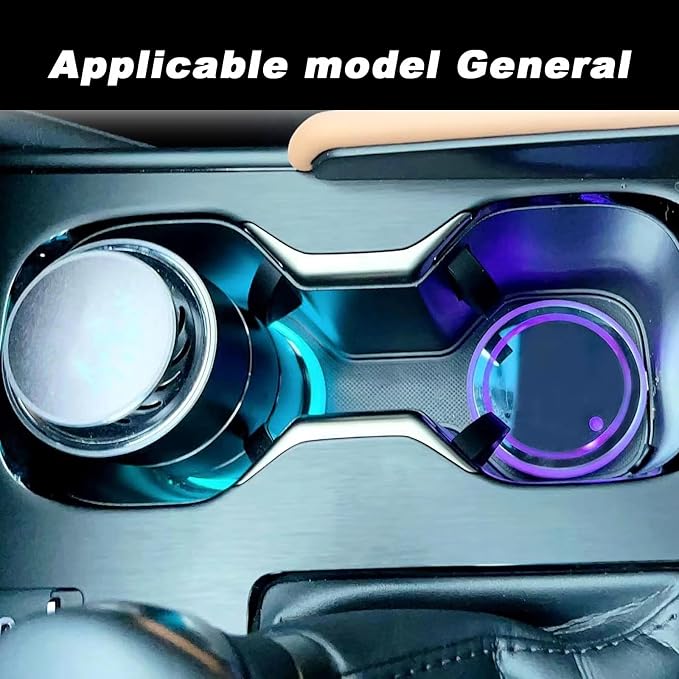 4pcs LED Car Cup Holders, Waterproof Cup Holder with 7 Colors Changing USB Charging Mat, LED Interior Atmosphere Lamp Decorations with 2pcs USB Cables for Car Truck Vehicle Accessories