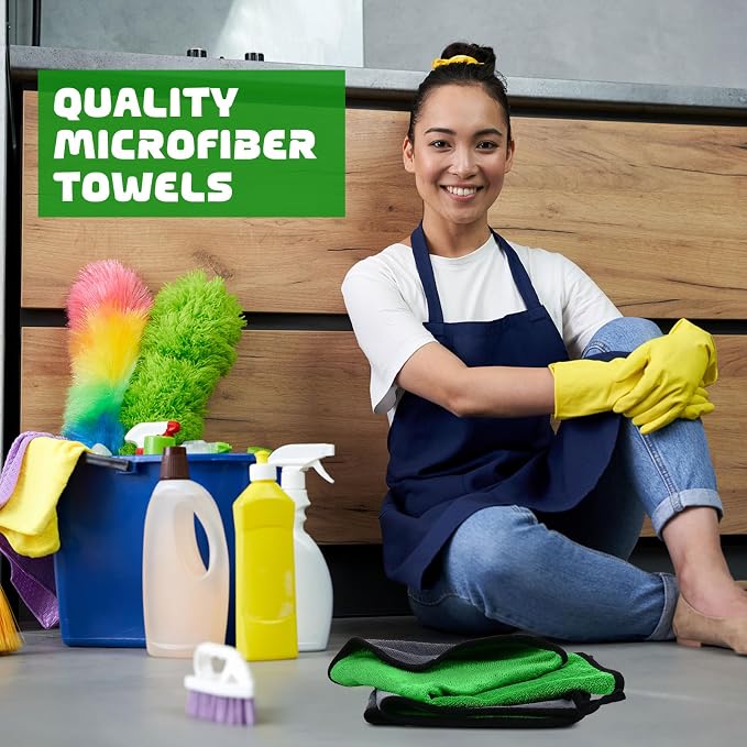 50 Pcs Microfiber Towels:16"x16" Microfiber Drying Towels Bulk Micro Fiber Car Cleaning Cloth for Cars Drying Washing Polishing Office Windows Cleaning Household Supplies (Green,Gray)
