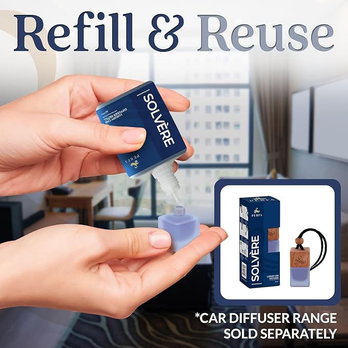 Solvère Car Air Freshener Refill (50ml) | Long Lasting Car Perfume with Solvère Fragrance | Strong Automotive Air Freshener by