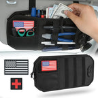 Molle Car Visor Organizer, Tactical Truck Accessories for SUVs Jeep, Sunglasses Holder & Zipper Pouch, Car Organizers and Storage, Semi-Rigid Panel, Police Gear Storage for Pickup Patrol
