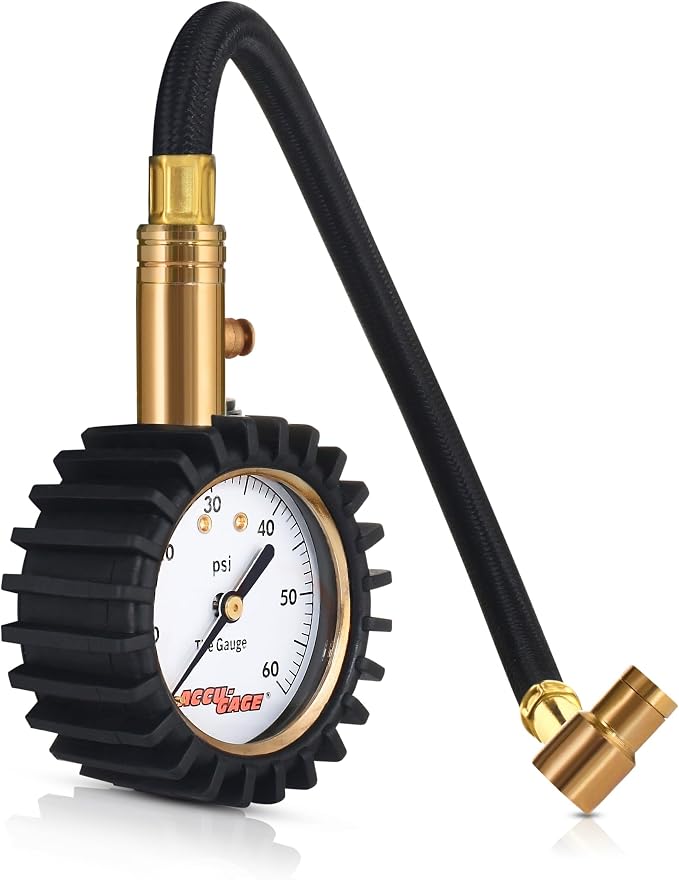 RRA60X Professional Tire Pressure Gauge with Protective Rubber Guard (60 PSI)