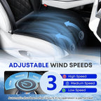 Cooling Car Seat Cover, Ventilated Seat Cushion Cooling Car Seat Pad for Summer Driving with Powerful Turbo Fans Universal Fit for Car SUV Truck Van-Light Black