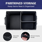 Coverado Car Trunk Organizer - 70L Nappa Leather Trunk Organizer for SUV with Lid, Multi Collapsible Car Storage Organizer Foldable, Multi Compartments with 2 Straps for SUV/Truck