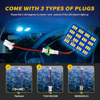 Car Interior LED Lights Accessories with 194 168 T10 / BA9S / DE3175 6418 211-2 578 Festoon Adapters, 48-SMD Panel Lamps for Dome Map Door Trunk Courtesy License Plate Lights (Ice Blue)