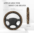 Leopard Print Steering Wheel Cover - Cheetah Steering Wheel Protector Neoprene 15Inch Car Accessories 2 Pcs Car Coasters for Women Men