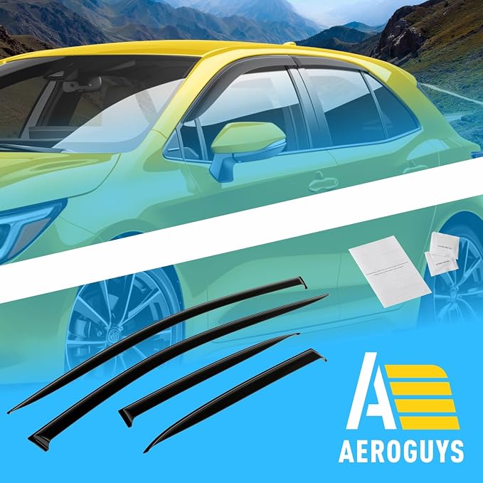 Extra Durable Window Deflectors Tape-On Window Visors Rain Guards Fit for Toyota Corolla 2020-2026 Hatchback, Sun Visors, Wind Vent for Shades, Exterior Car Accessories - 4pcs. AG0155