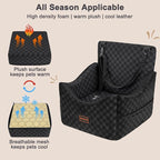 Elevated Dog Car Seat for Small/Medium Dogs up to 35 lbs, Memory Foam Booster Seat with Detachable Washable Cover, Travel-Safe Car Bed with Safety Belts & Storage Pockets, Black