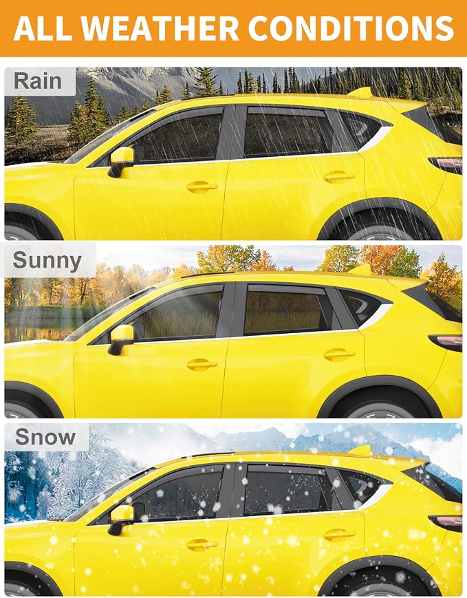 in-Channel Window Rain Guards Fit for Mazda CX5 2017-2025 Rain Guard Extra Durable CX-5 Side Window Deflectors Visors Low Profile Vent Visors CX 5Vent Shades Car Accessories-4 pcs