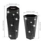 Bling Car Trash Can with Lid, Bling Car Accessories Trash Bin, Leakproof Auto Garbage Can with 30 Trash Bags, Multipurpose Organizers and Storage for Home, Office (Black Diamond)