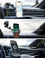 Wireless Car Charger, 15W Fast Charging Auto Clamping Car Charger Phone Mount Phone Holder fit for iPhone 15 14 13 12 11 Pro Max Xs, Samsung Galaxy S24 Ultra S23 S22 S21, S20, S10+, Green