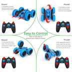 Remote Control Car for Kids, 360° Rotating RC Stunt Car Double-Sided 4WD Electric Vehicle with LED Lights, 2.4GHz Rechargeable Toy Cars for Boys Girls Age 6 7 8 9 10 11 12, Birthday Gift