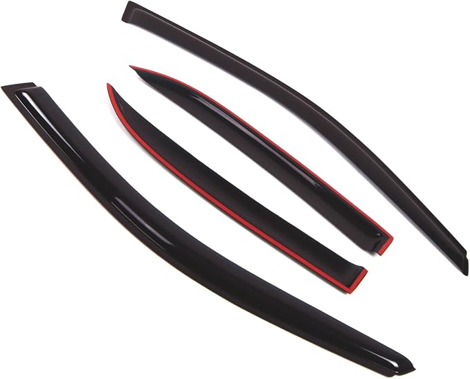 WD2-323 Dark Smoke 4 Pcs Set Window Visor (Outside Mount) Deflector Rain Guard Compatible with 2001-2006 Mitsubishi Lancer
