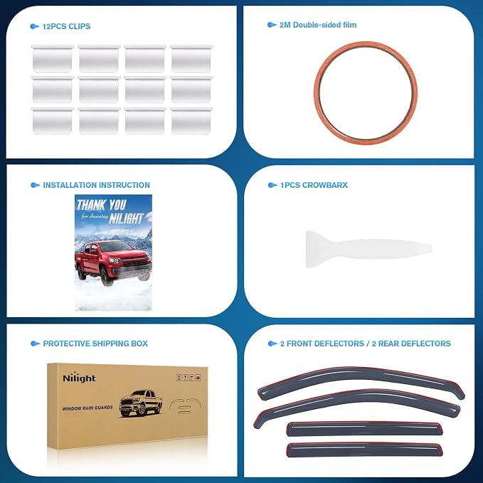in Channel Rain Guard for Honda CR-V (CRV) 2023 2024 2025 2026, Window Deflectors Window Visors Rain Sun Wind Guards Shade Deflectors for Cars, Light Smoky Blue, 4PCS
