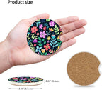 Cute Flowers Ceramic Cup Holders - Pack of 2, Keep Cup Holders Clean and Dry, Drink Cup Car Holder Coasters with A Finger Notch
