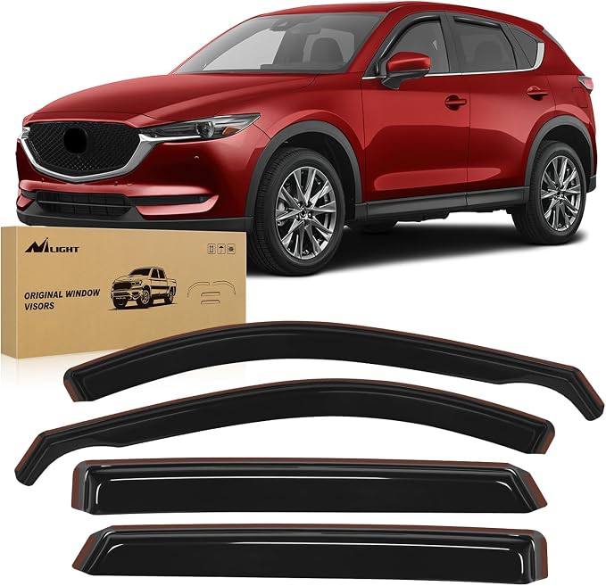 Window Rain Guards for Mazda CX-5 2017 2018 2019 2020 2021 2022 2023 2024 2025 Window Deflectors, Vent Window Visors-4 Pieces