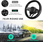 Car Steering Wheel Cover, 15 inch Carbon Fiber Microfiber Leather Elastic Steering Wheel Protector, Breathable Anti-Slip Comfortable Steering Wheel Covers for Most Cars (Black, AD)