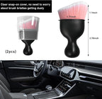 2 PCS Car Detailing Brush, Curved Soft Bristles Auto Removal Dust Collectors, Universal Vehicle Dashboard, Air Conditioner Vents etc Interior Cleaning Tool Accessory (Pink/White)