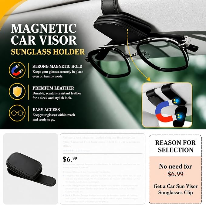 2 PCS Car Seat Gap Filler Compatible with Explorer, Edge, Escape, Expedition & Bronco Sport Accessories, Seat Gap Organizer with Emergency Glass Breaker & 1 Sunglasses Holder, Black.