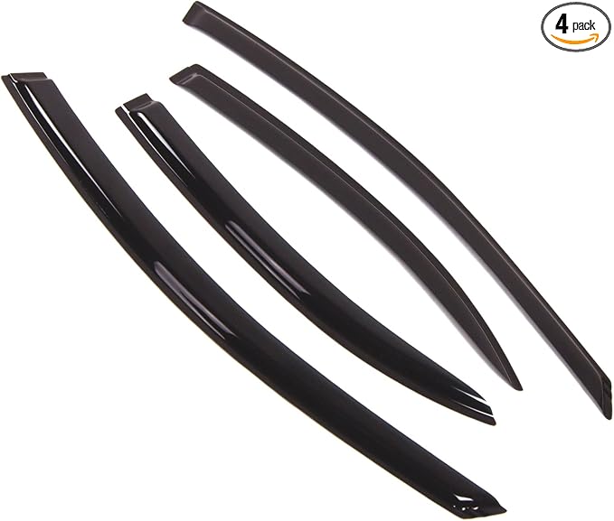 Outside Mount Window Vent Visors Rain Guards Compatible with Chrysler Sebring 2001-2006 | Side Window Wind Deflectors Rain Shields | Smoke Tinted, 4 Pcs Set, DGWV-097S