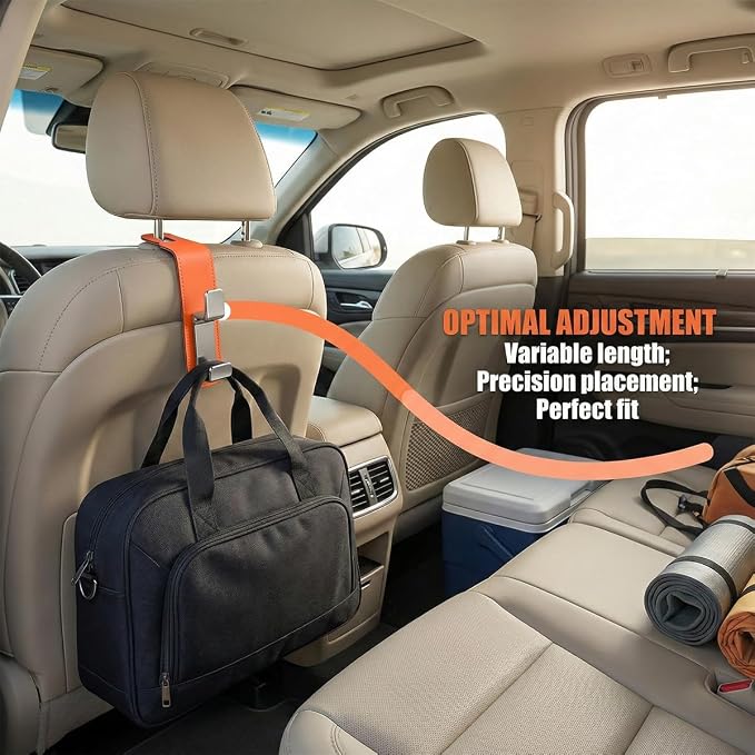 Car Seat Headrest Hook, Multifunctional Vehicle Backseat Hanger Organizer for Purse Handbag Coat, Auto Seat Back Phone Holder Storage Hook, Universal for Sedan Truck SUV (Black)