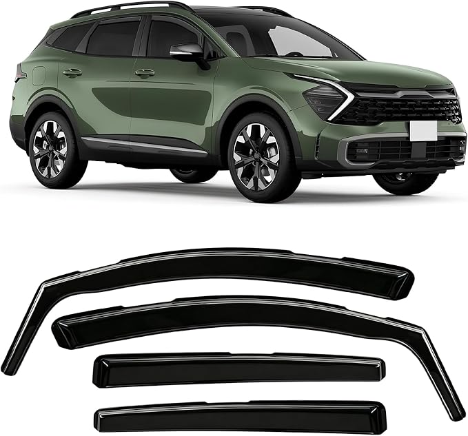 in-Channel Rain Guards Fit for Kia Sportage 2023 2024 2025 2026, Durable Side Windows Rain Guard Wind Deflectors 2023-2026 Sportage Rain Guard Black 4 PCS
