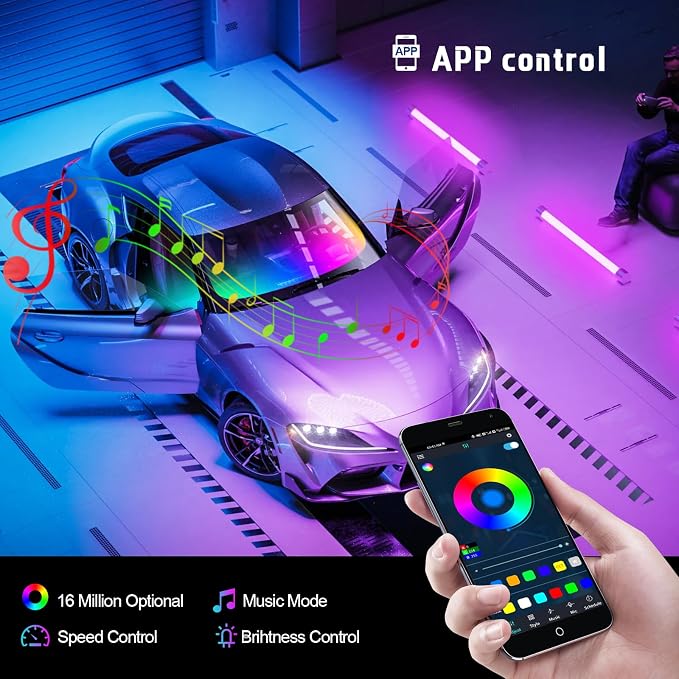 Dreamcolor Interior Car Lights, Car Accessories 6 in 1 Car LED Strip Lights with APP Control and 213 Modes, 175 inches 593 LEDs Acrylic Fiber Optic Lights, RGB Neon Light Kits