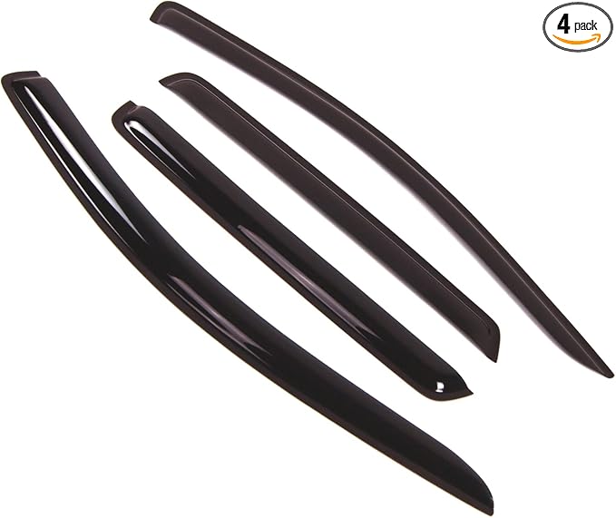 Outside Mount Window Vent Visors Rain Guards Compatible with Dodge Journey 2017-2018 | Side Window Wind Deflectors Rain Shields | Black Tinted, 4 Pcs Set, BGWV-121B