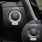 Bling Car Engine Start Ring Decals, 2PCS Crystal Rhinestone Vehicle Push Start Button Cover Sticker, Key Ignition Knob Ring, Sparkling Automotive Interior Accessories (Set Yellow)