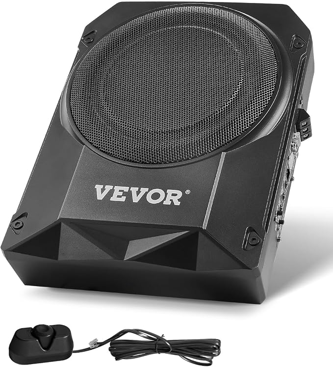 10" 400W Underseat Car Subwoofer, Slim Powered Car Subwoofers Under The Seat, Low Profile Audio Sub Built-in Amplifier, High/Low Level Input & Volume Controller for SUVs, Car, Truck, RV