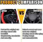 15 Inch Bling Soft Leather Car Steering Wheel Cover, Red | Colorful Rhinestones Design, Auto Elastic Protector for Women Girls, Crystal Diamond Car Accessories for Most Cars, SUVs