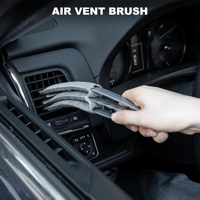 Car Interior Detailing Kit, Microfiber Duster with Cleaning Gel | Scratch-Free, Soft Brush, Complete 6Pcs Set, Deep Crevice, Car & Home Use, Ideal Gift