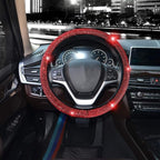 Steering Wheel Cover for Women Bling Bling Crystal Diamond Sparkling Car SUV Wheel Protector Universal Fit 15 Inch (Black with Red Diamond,Standard Size(14" 1/2-15" 1/4))