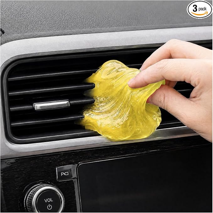 3 PCS Car Cleaning Gels, Reusable Dashboard Dust Removal Slime Auto Detail Cleaner, Universal Cleaning Putty Air Vent Dusting Mud Fits for Vehicles Keyboards Laptops Keys (Green+Pink+Yellow)