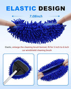 5 Pack Microfiber Pads, Upgraded High-Density Chenille Replacement Heads Cover for Windshield Cleaner Tools, Car Windshield Cleaner Pads, Fit for Window Reach Tool, Handle Not Included (Blue)