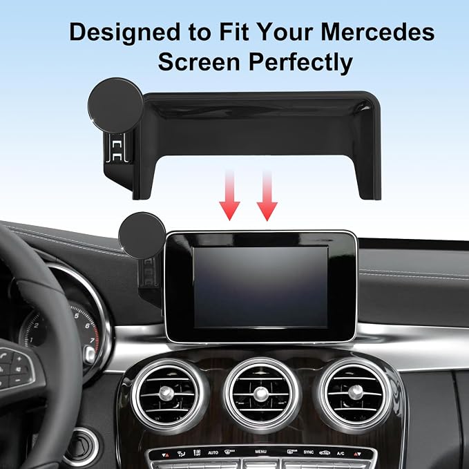 Car Phone Holder for Mercedes-Benz 2016-2019 GLC & 2015-2018 C-Class, 7-Inch Center Screen – Precision Fit, Strong Magnet, OEM-Style, No View Obstruction Phone Mount Compatible with MagSafe