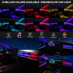 Acrylic Interior Car LED Strip Light with USB/Type C, RGB 6 in 1 with 175 Inch 593 LEDs Strip, Dynamic Chasing Music Sync Neon Ambient Lighting Kits