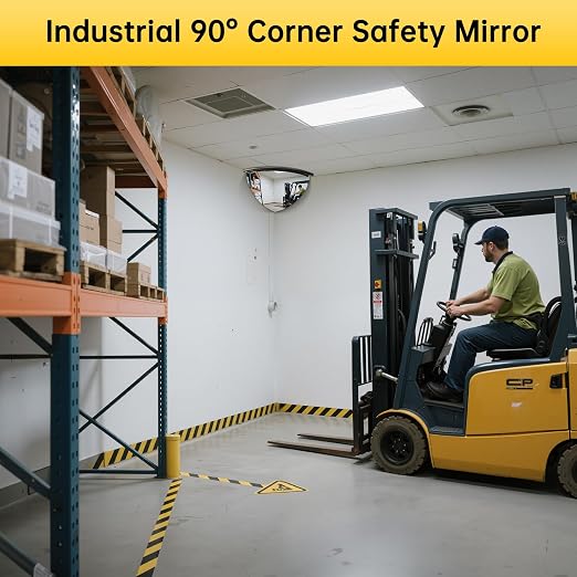 24" 1/4 Acrylic Quarter Dome Security Mirror – 90 Degree Convex Corner Safety Mirror for Blind Spot Elimination in Warehouses, Offices, Retail Stores, and Parking Garages (1, 24 Inch)